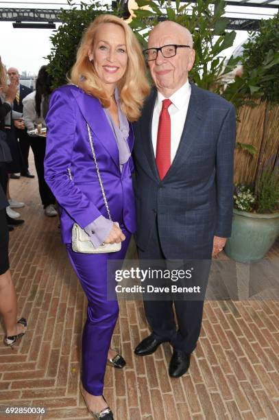 Jerry Hall and Rupert Murdoch attend the launch of new book "Climate Of Hope" by Michael Bloomberg and Carl Pope at The Ned on June 5, 2017 in...