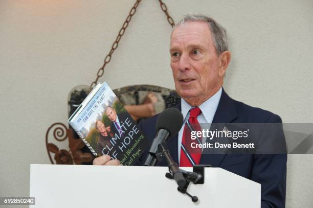Michael Bloomberg speaks at the launch of new book "Climate Of Hope" by Michael Bloomberg and Carl Pope at The Ned on June 5, 2017 in London, England.