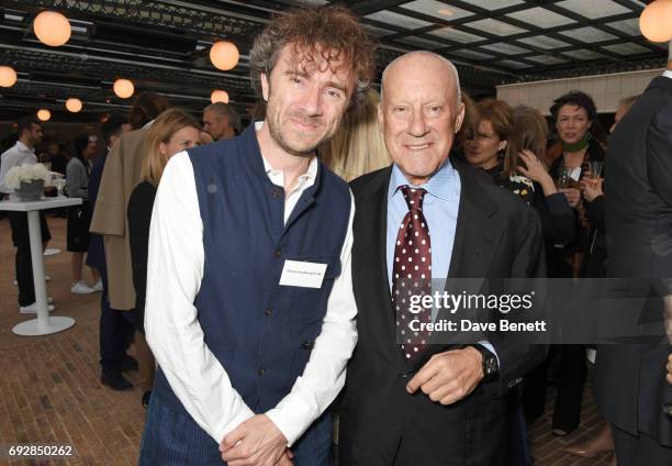 Thomas Heatherwick and Lord Norman Foster attend the launch of new book "Climate Of Hope" by Michael Bloomberg and Carl Pope at The Ned on June 5,...