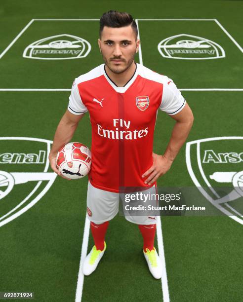 Arsenal Unveil New Signing Sead Kolasinac at London Colney on May 25, 2017 in St Albans, England.