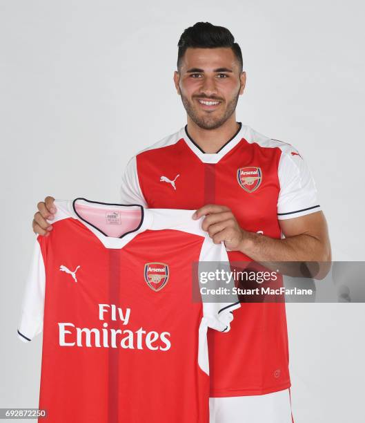 Arsenal Unveil New Signing Sead Kolasinac at London Colney on May 25, 2017 in St Albans, England.