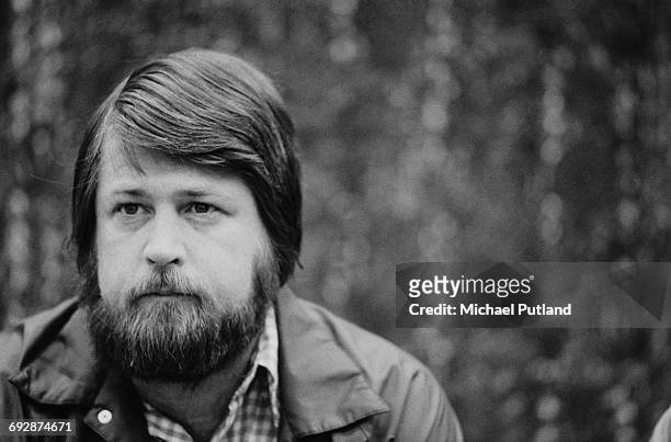 American musician, singer, songwriter and record producer, Brian Wilson, of The Beach Boys, Oslo, Norway, 1982.