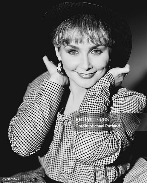 Singer Cheryl Baker of British pop group Bucks Fizz, 1987.