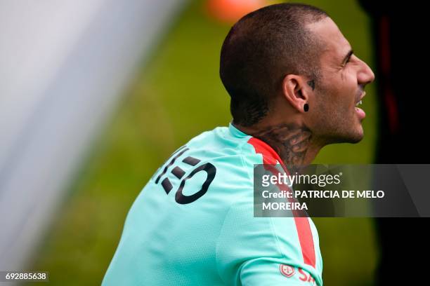 Portugal's forward Ricardo Quaresma looks on during a training session at "Cidade do Futebol" training camp in Oeiras, outskirts of Lisbon, on June...