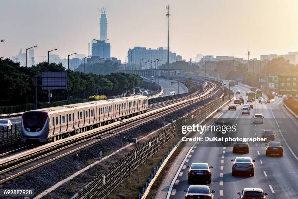 beijing subway and high road - train vehicle stock pictures, royalty-free photos & images