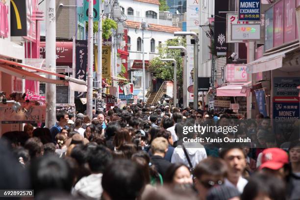 famous takeshita street in harajuku district, tokyo, japan - cosplay in harajuku stock pictures, royalty-free photos & images