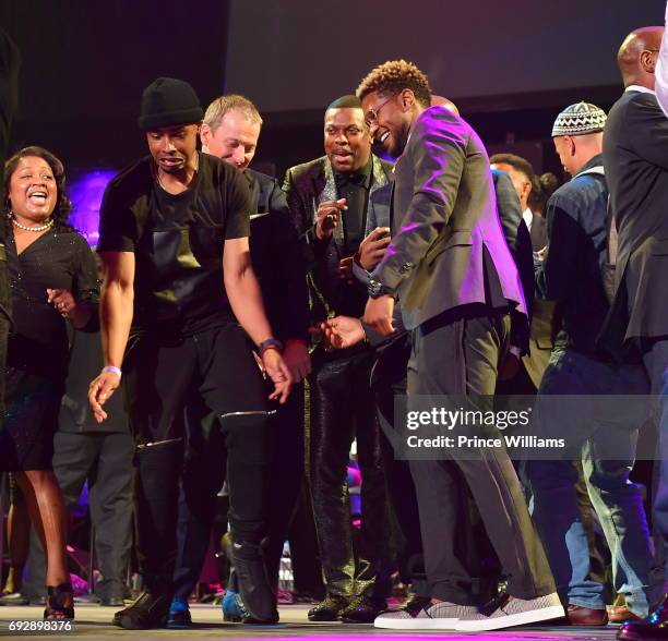 Chris Tucker and Usher attend the 2017 Andrew Young International Leadership awards and 85th Birthday tribute at Philips Arena on June 3, 2017 in...