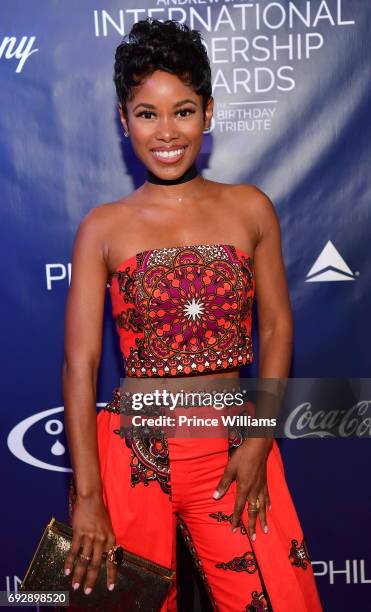 Jasmine Burke attends the 2017 Andrew Young International Leadership awards and 85th Birthday tribute at Philips Arena on June 3, 2017 in Atlanta,...