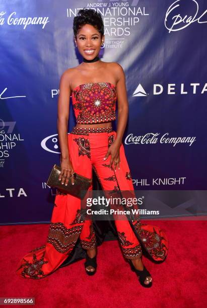 Jasmine Burke attends the 2017 Andrew Young International Leadership awards and 85th Birthday tribute at Philips Arena on June 3, 2017 in Atlanta,...
