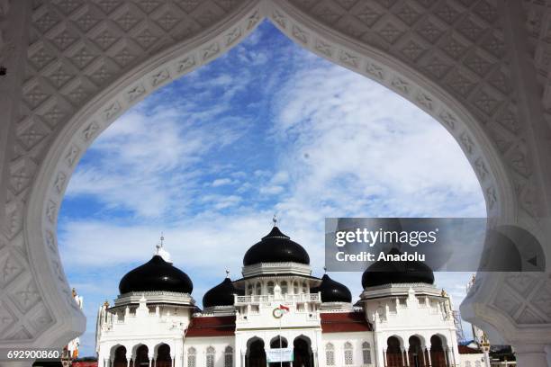 The Baiturrahman Grand Mosque , which was built in 1612 during the reign of Aceh Sultan Iskandar Muda, is seen in Aceh, Indonesia on June 06, 2017.