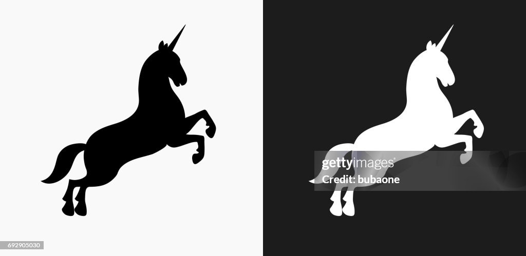 Unicornio icono en blanco y negro Vector fondos