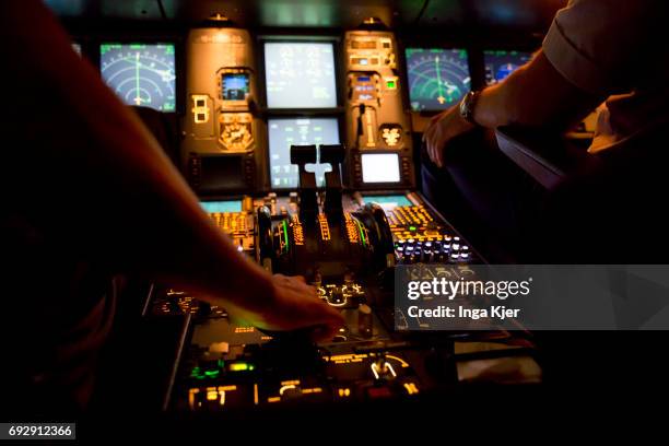 Addis Ababa, Ethiopia Illuminated cockpit in a plane of the flightability on May 01, 2017 in Addis Ababa, Ethiopia.