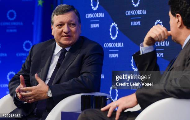 Non-Executive Chairman of Goldman Sachs Jos Manuel Barroso participates in a discussion with Executive Editor, Kathimerini Greek Daily Newspaper...