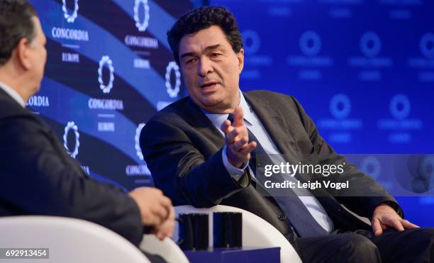 Non-Executive Chairman of Goldman Sachs Jos Manuel Barroso participates in a discussion with Executive Editor, Kathimerini Greek Daily Newspaper...