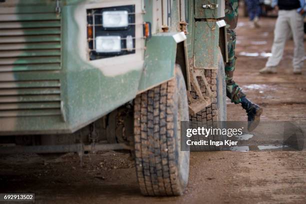 Baidoa, Somalia Close-up of a military vehicle of the African Union on May 01, 2017 in Baidoa, Somalia.