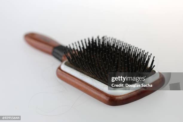 stylist hair brush on a white background - broom handle stock pictures, royalty-free photos & images