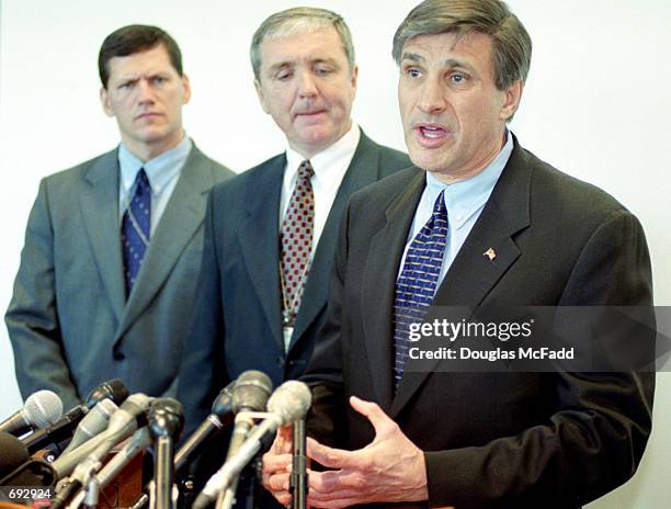 New England Special Agent Charles S. Prouty speaks to the news media with U.S. Attorney Michael J. Sullivan and Associate U.S. Attorney Gerard T....