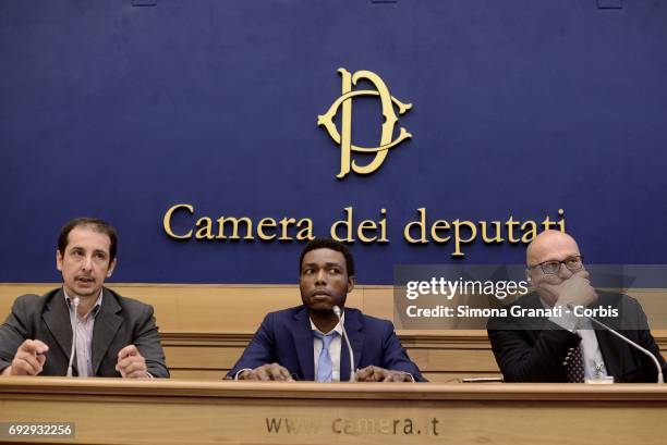 Massimiliano Bernini, Deputy of the M5S in Agriculture Commission,Yvan Sagnet, chairman of the 'No Cap' association, Angelo Consoli, Strategic...