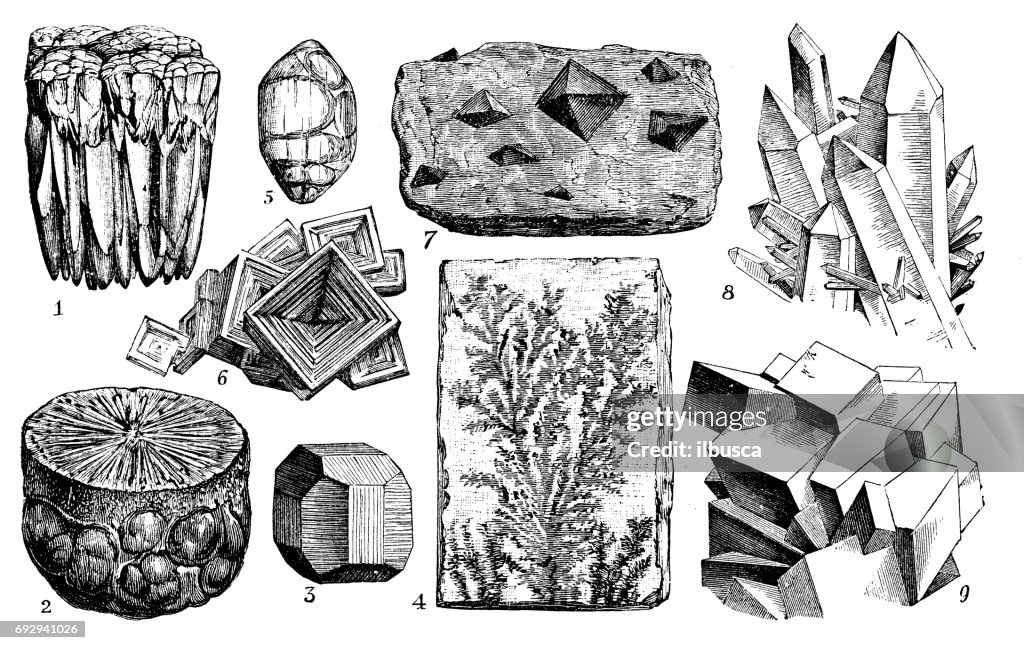 Antique engraving illustration: Minerals and ores