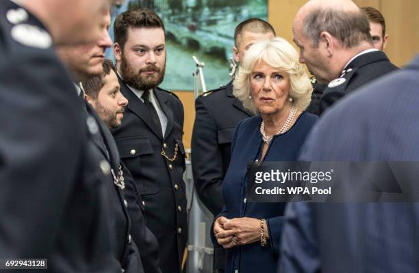 Camilla, The Duchess of Cornwall meets members of the emergency services who were on duty the night of the terror attack at London Bridge and Borough...