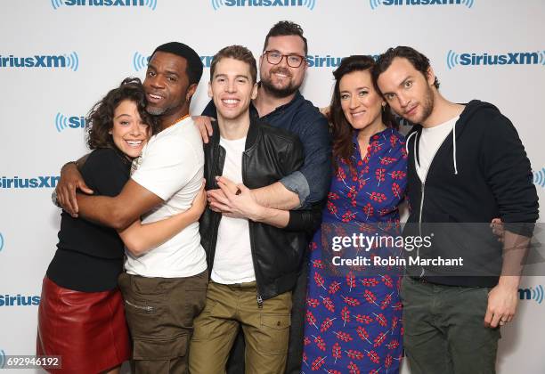 Tatiana Maslany, Kevin Hanchard, Jordan Gavaris, Josh Vokey, Maria Doyle Kennedy and Ari Millen visit at SiriusXM Studios on June 6, 2017 in New York...