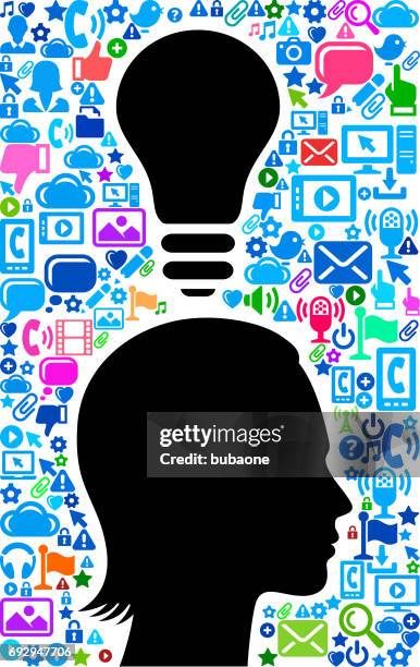 girl face profile technology web vector background pattern - like button pattern stock illustrations
