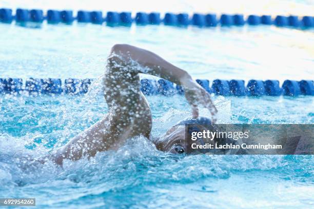 Tom Shields swims in the 200m freestyle B final during Day 3 of the 2017 Arena Pro Swim Series Santa Clara at George F. Haines International Swim...