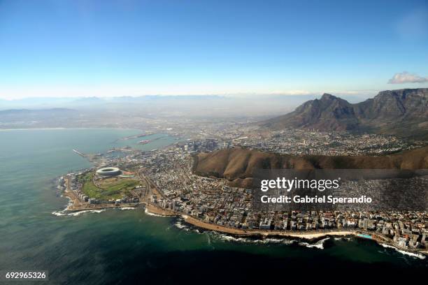 aerial view of cape town - sea point cape town stock pictures, royalty-free photos & images