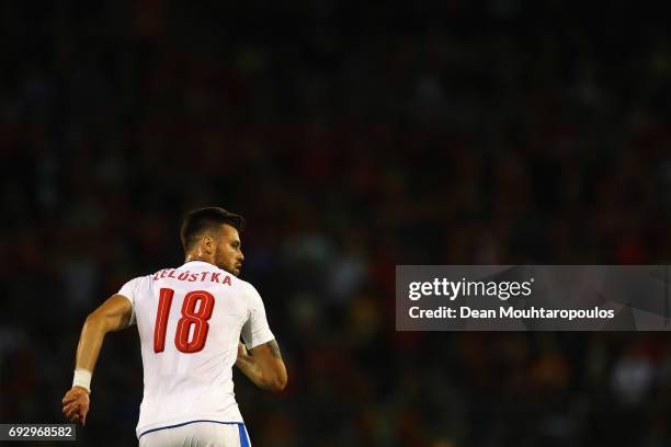 Ondrej Celustka of the Czech Republic in action during the International Friendly match between Belgium and Czech Republic at Stade Roi Baudouis on...