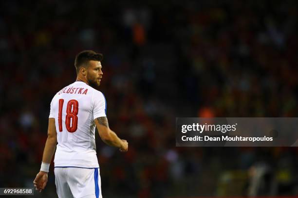 Ondrej Celustka of the Czech Republic in action during the International Friendly match between Belgium and Czech Republic at Stade Roi Baudouis on...