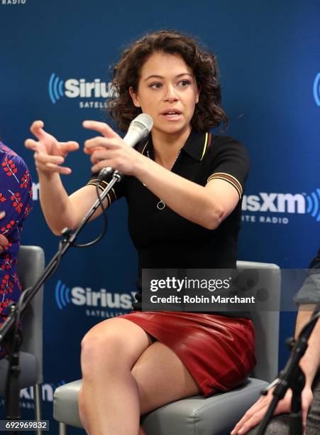 Tatiana Maslany visits SiriusXM's Entertainment Weekly Radio at SiriusXM Studios on June 6, 2017 in New York City.