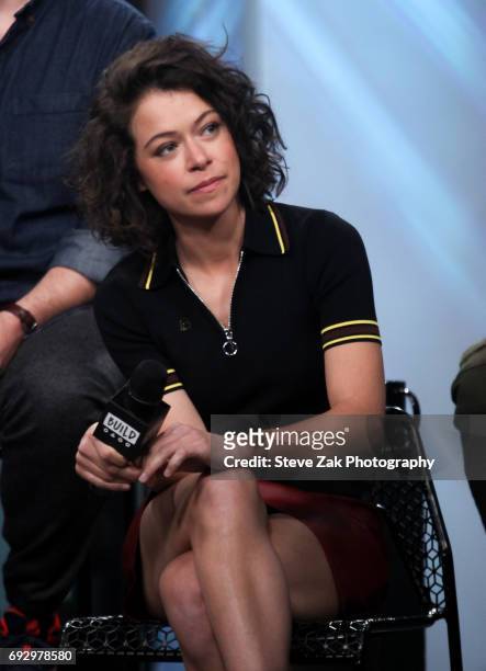 Actress Tatiana Maslany attends Build Series to discuss "Orphan Black" at Build Studio on June 6, 2017 in New York City.