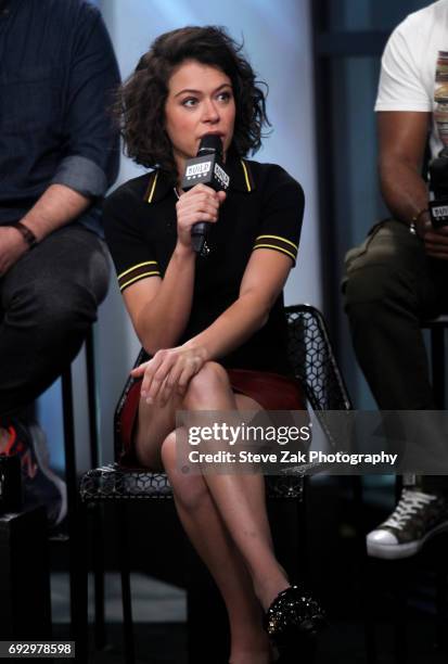 Actress Tatiana Maslany attends Build Series to discuss "Orphan Black" at Build Studio on June 6, 2017 in New York City.