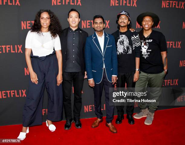 Melina Matsoukas, Alan Yang, Aziz Ansari, Aniz Ansari and Lena Waithe attend Netflix's 'Master Of None' for your consideration event at Saban Media...