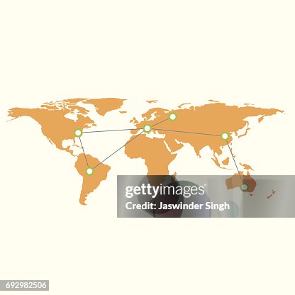 Orange Map Generic Orange World Map With Location Located Vector High-Res Vector Graphic ...