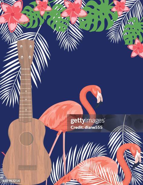 tropical plants background - flamingo pattern stock illustrations