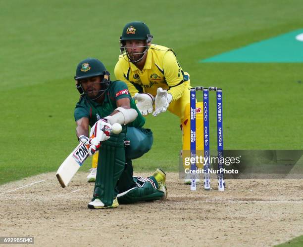 Md.Mehidy Hassan Miraz of Bangladesh during the ICC Champions Trophy match Group A between Australia and Bangladesh at The Oval in London on June 05,...