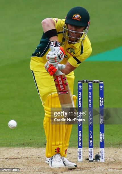 David Warner of Australia during the ICC Champions Trophy match Group A between Australia and Bangladesh at The Oval in London on June 05, 2017