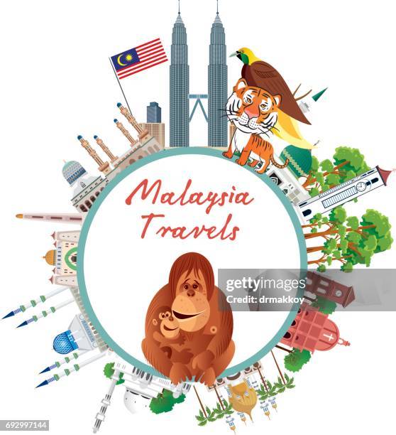 malaysia travels - indonesian culture stock illustrations