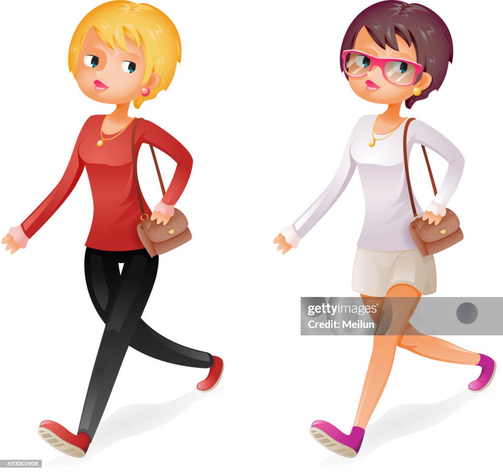 Cute Fashion Girl Walking Character Isolated Icon 3d Cartoon Design Vector  Illustration High-Res Vector Graphic - Getty Images