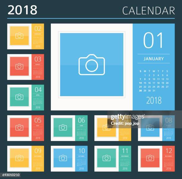 2018 desk calendar: sunday - monday - july 2018 calendar stock illustrations