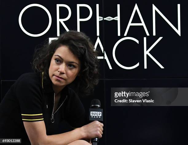 Actress Tatiana Maslany visits Build Sries to discuss the final season of the hit show "Orphan Black" at Build Studio on June 6, 2017 in New York...