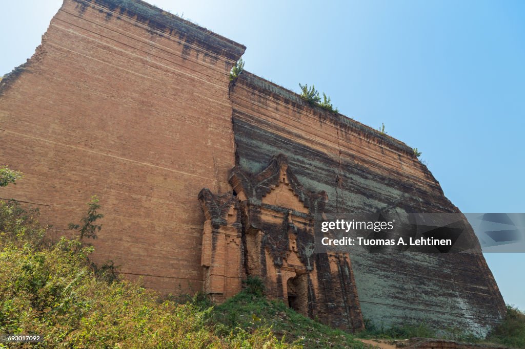 Unfinished Mingun Pahtodawgyi monument stupa in Myanmar