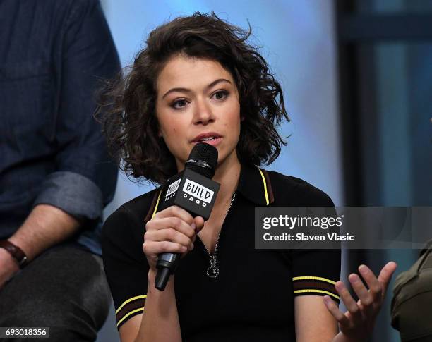 Actress Tatiana Maslany visits Build Series to discuss the final season of the hit show "Orphan Black" at Build Studio on June 6, 2017 in New York...