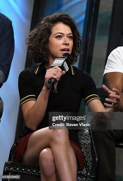 Actress Tatiana Maslany visits Build Series to discuss the final season of the hit show "Orphan Black" at Build Studio on June 6, 2017 in New York...