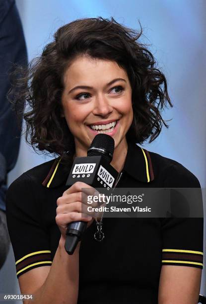 Actress Tatiana Maslany visits Build Series to discuss the final season of the hit show "Orphan Black" at Build Studio on June 6, 2017 in New York...