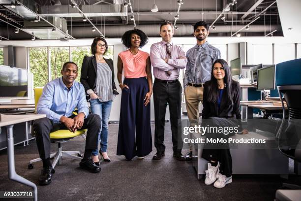 portrait of coworkers in modern business office - business group portrait fotografías e imágenes de stock