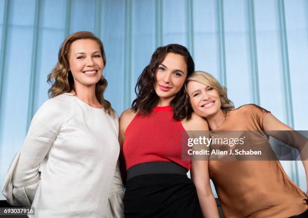 Actresses Connie Nielsen, Gal Gadot, Robin Wright of Warner Bros. 'Wonder Woman' are photographed for Los Angeles Times on May 20, 2017 in Los...