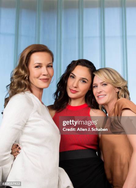 Actresses Connie Nielsen, Gal Gadot, Robin Wright of Warner Bros. 'Wonder Woman' are photographed for Los Angeles Times on May 20, 2017 in Los...