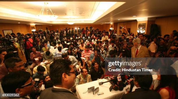 Player Auction Priety Zinta addressing media during IPL Players' auction at Hilton Tower on Wednesday.